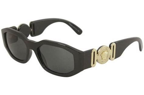 versace sunglasses blavk and gold thin arms|black Versace sunglasses gold inside.